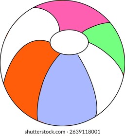 Colorful Beach Ball Vector Illustration – Fun Summer Inflatable Toy Icon for Kids, Vacation, Party, and Beach Design Projects
