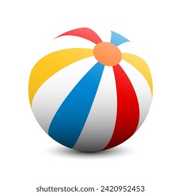 Colorful beach ball wqith shadow. Vector illustration.