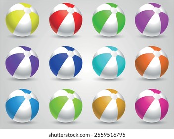 Colorful beach balls collection set