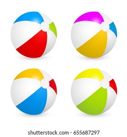 Colorful beach balls set. Vector image isolated on white background