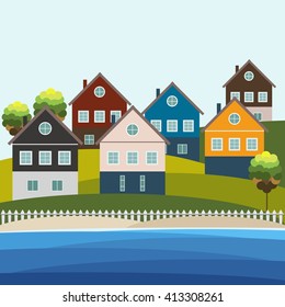Colorful Beach Houses. Real Estate Concept