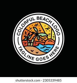 Colorful Beach Logo Vector Graphic Design illustration Badge Emblem Symbol and Icon
