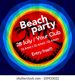 Colorful beach party flyer template