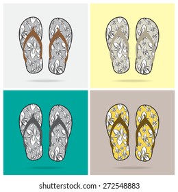 colorful beach sandal with color variations,Vector EPS 10
