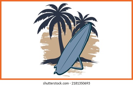 Colorful Beach SVG Illustration Design.