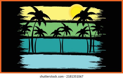 Colorful Beach SVG Illustration Design.