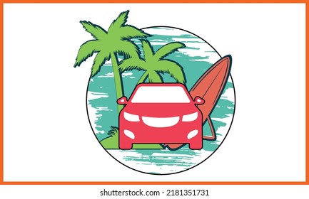Colorful Beach SVG Illustration Design.