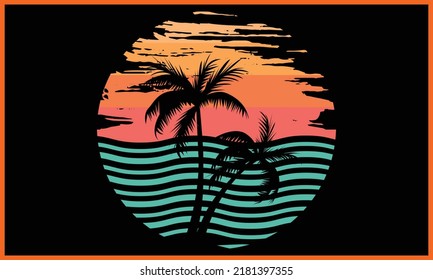 Colorful Beach SVG Illustration Design.