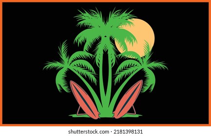 Colorful Beach SVG Illustration Design.