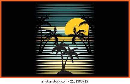 Colorful Beach SVG Illustration Design.