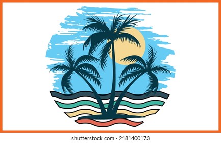 Colorful Beach SVG Illustration Design.