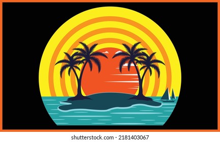 Colorful Beach SVG Illustration Design.