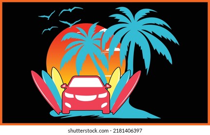 Colorful Beach SVG Illustration Design.
