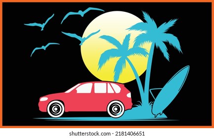 Colorful Beach SVG Illustration Design.
