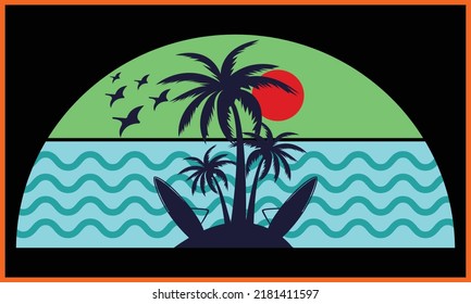 Colorful Beach SVG Illustration Design.