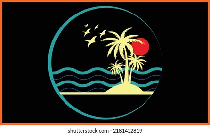Colorful Beach SVG Illustration Design.