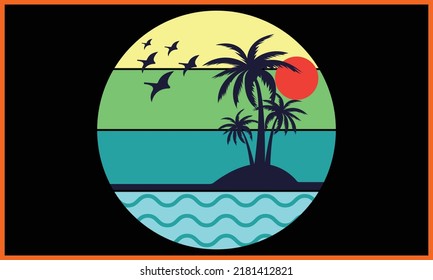 Colorful Beach SVG Illustration Design.