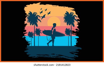 Colorful Beach SVG Illustration Design.