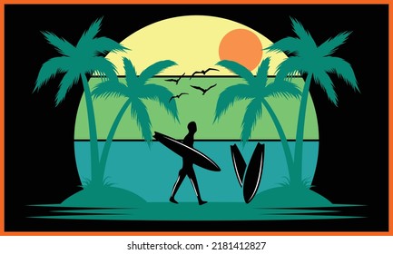 Colorful Beach SVG Illustration Design.