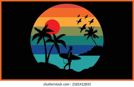 Colorful Beach SVG Illustration Design.