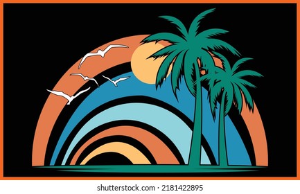 Colorful Beach SVG Illustration Design.