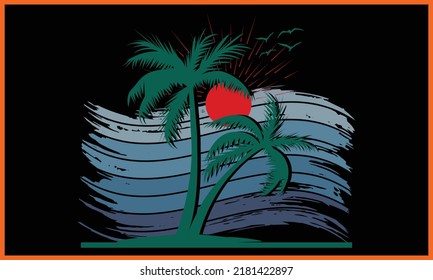 Colorful Beach SVG Illustration Design.