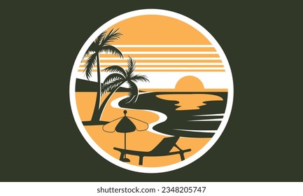 Colorful Beach SVG Illustration Design, Hello, Summer California Beach Vector T-shirt Design. svg