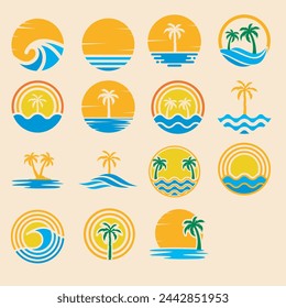 Colorful Beach Theme Illustration Set