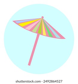 Colorful Beach Umbrella Icon Vector Illustration