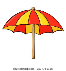 Colorful Beach Umbrella Summer Cartoon Illustration