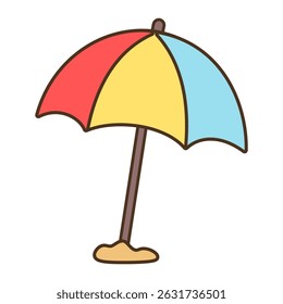 Colorful beach umbrella vector illustration isolated on white background 