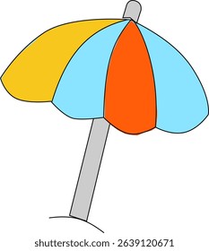 Colorful Beach Umbrella Vector Illustration in Flat Minimal Style for Summer Holiday, Vacation, Travel, and Outdoor Concepts
