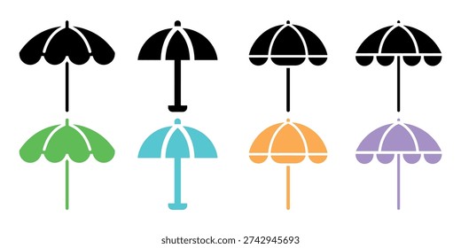 Colorful beach umbrellas in different colors colorful umbrellas
