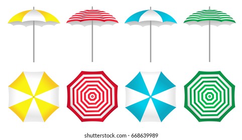 Colorful beach umbrellas set. Vector illustration