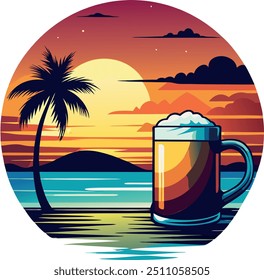 colorful beach vintage t shirt design