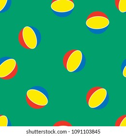colorful beachball in seamless pattern for summer in green backg