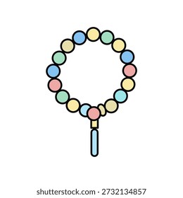Colorful bead circle dangles charm pastel sphere bracelet accessory symbolizes unity harmony and creative expression featuring a minimalist design on a clean white canvas for versatile use