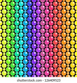 Colorful bead strings seamless pattern on black, vector