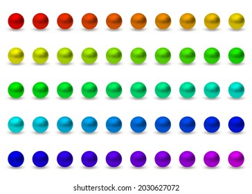 Colorful beads background. 50 colors. Vector illustration. 