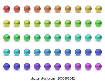 Colorful beads background. 50 colors. Vector illustration. 