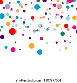 Colorful beads falling on a white background.