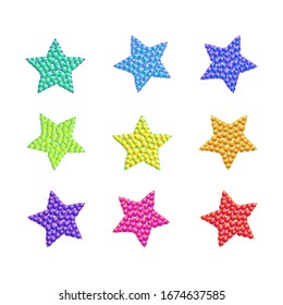 Colorful beads stars background. Isolated vector illustration. Use for printing, posters, T-shirts, textile drawing, print pattern. Other stars patterns in my collection.