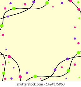 Colorful beads are strung on a thread. Flat vector drawing. Abstract background with copy space for text. White background