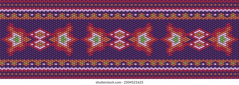 Colorful Beadwork Inspired Geometric Mosaic