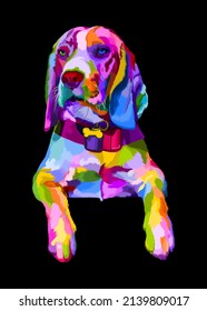 colorful Beagle dog on pop art geometric. Polygonal Animals.