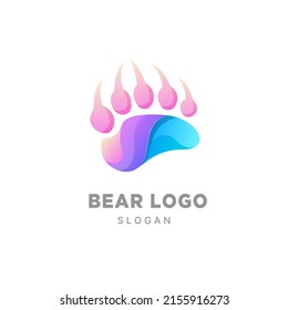 colorful bear animal logo design template  with a beautiful 3D concept 