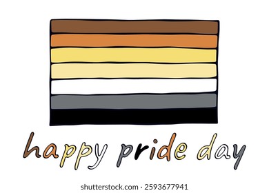 Colorful Bear brotherhood pride flag Happy pride day LGBTQ community Pride Month Vector hand drawn doodle for posters, stickers, logo, cards