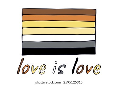 Colorful Bear brotherhood pride flag Happy pride day LGBTQ community Pride Month Vector hand drawn doodle for posters, stickers, logo, cards