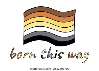 Colorful Bear brotherhood pride flag Happy pride day LGBTQ community Pride Month Vector hand drawn doodle for posters, stickers, logo, cards