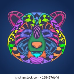 colorful bear face artwork in pop art color